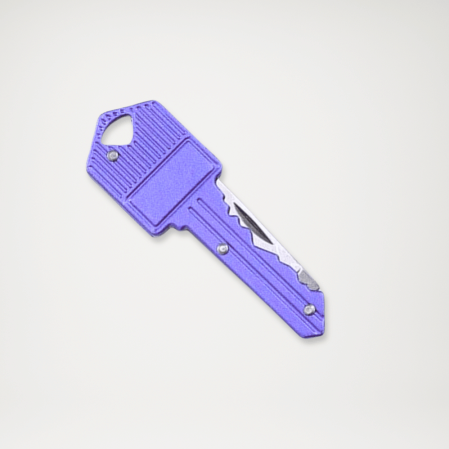 Scyzoryk w formie klucza na breloku fioletowy