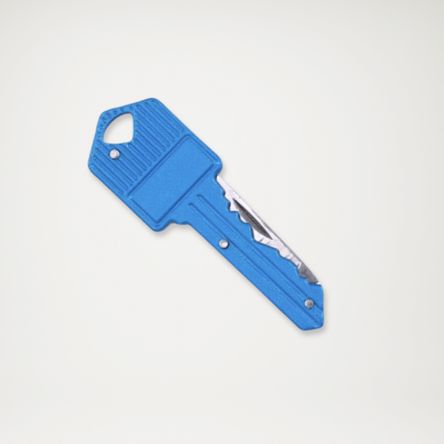 Scyzoryk w formie klucza na breloku niebieski