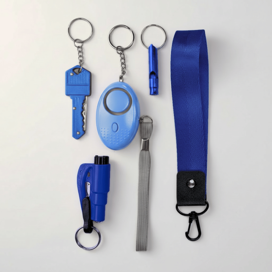 Mini zestaw produktów do samoobrony w kolorze niebieskim