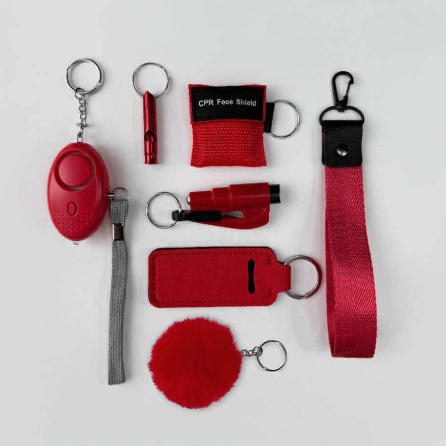 Mały zestaw akcesoriów do samoobrony w kolorze czerwonym