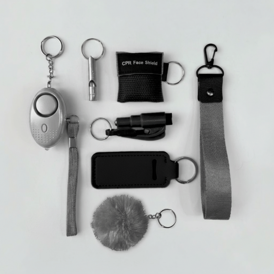 Mały zestaw akcesoriów do samoobrony w kolorze szarym