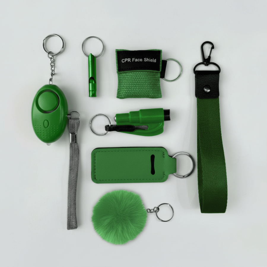 Mały zestaw akcesoriów do samoobrony w kolorze zielonym