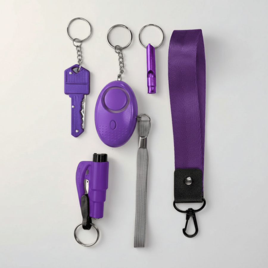 Mini zestaw produktów do samoobrony w kolorze fioletowym