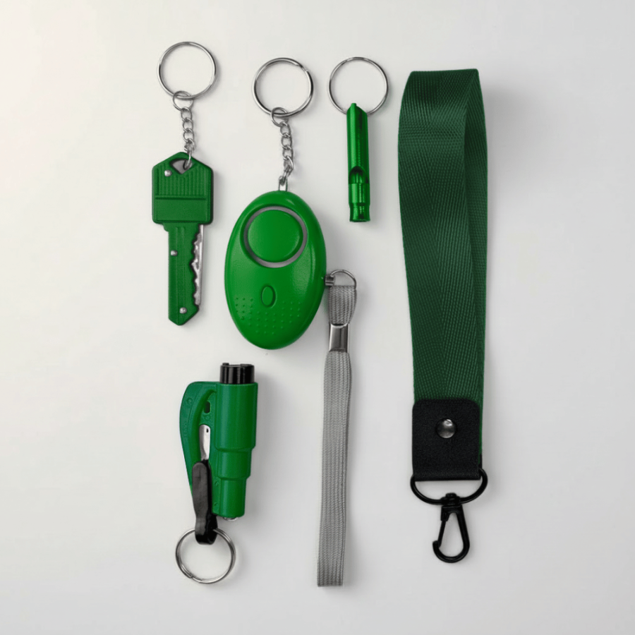 Mini zestaw produktów do samoobrony w kolorze zielonym