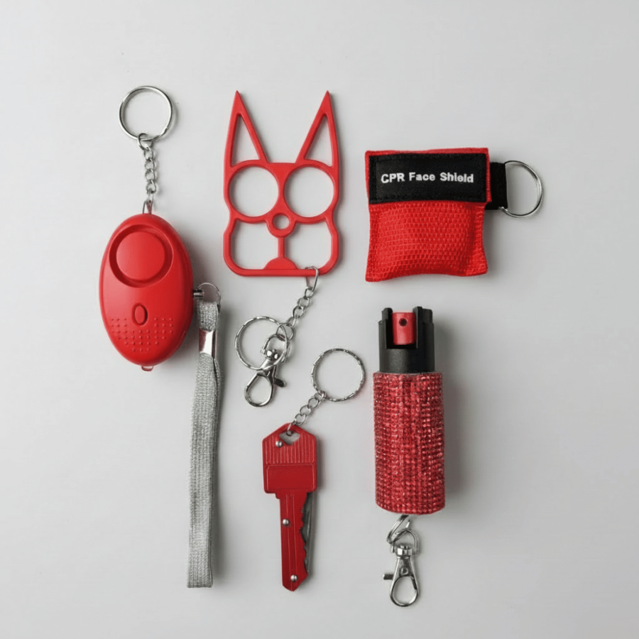 Zestaw akcesoriów do samoobrony Plus w kolorze czerwonym Zestaw akcesoriów do samoobrony Plus w kolorze czerwonym