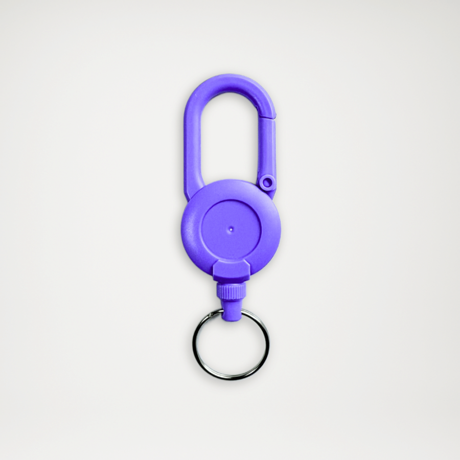 Retraktor duży z karabińczykiem fioletowy