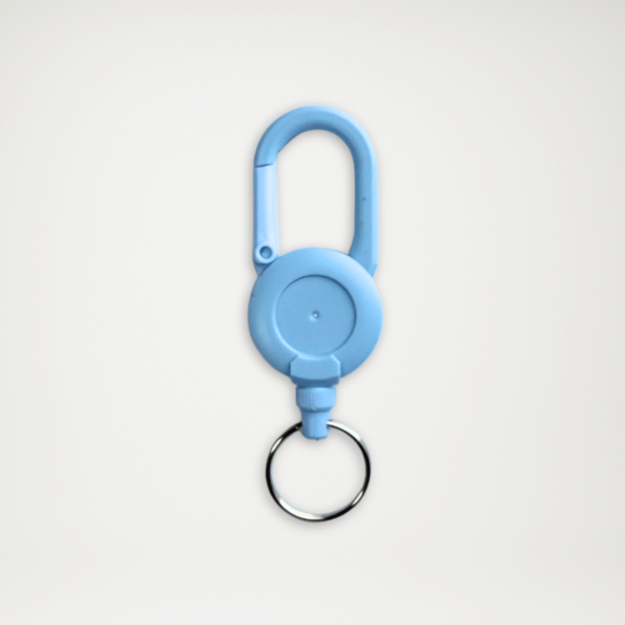 Retraktor duży z karabińczykiem niebieski