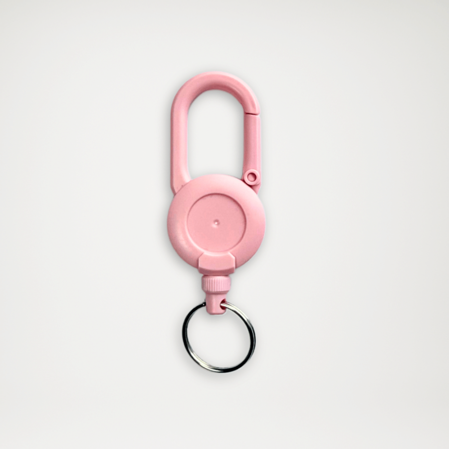 Retraktor duży z karabińczykiem różowy