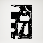 Karta multitool ze stali nierdzewnej – widok z przodu, produkt o wymiarze karty kredytowej