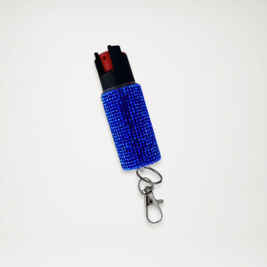 Gaz pieprzowy w etui z cyrkoniami niebieski