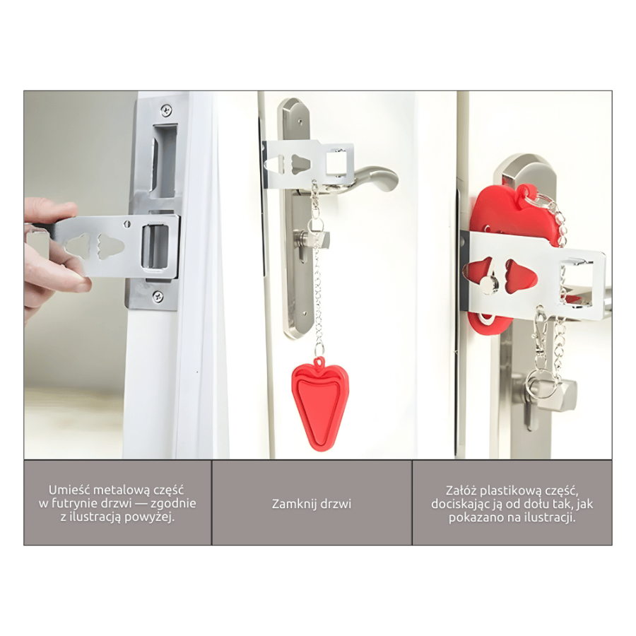 Przenośna blokada do drzwi bezprzylgowych i hotelowych instrukcja Przenośna blokada do drzwi bezprzylgowych i hotelowych instrukcja