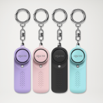 Alarm osobisty z latarką podłużny na breloku kolory