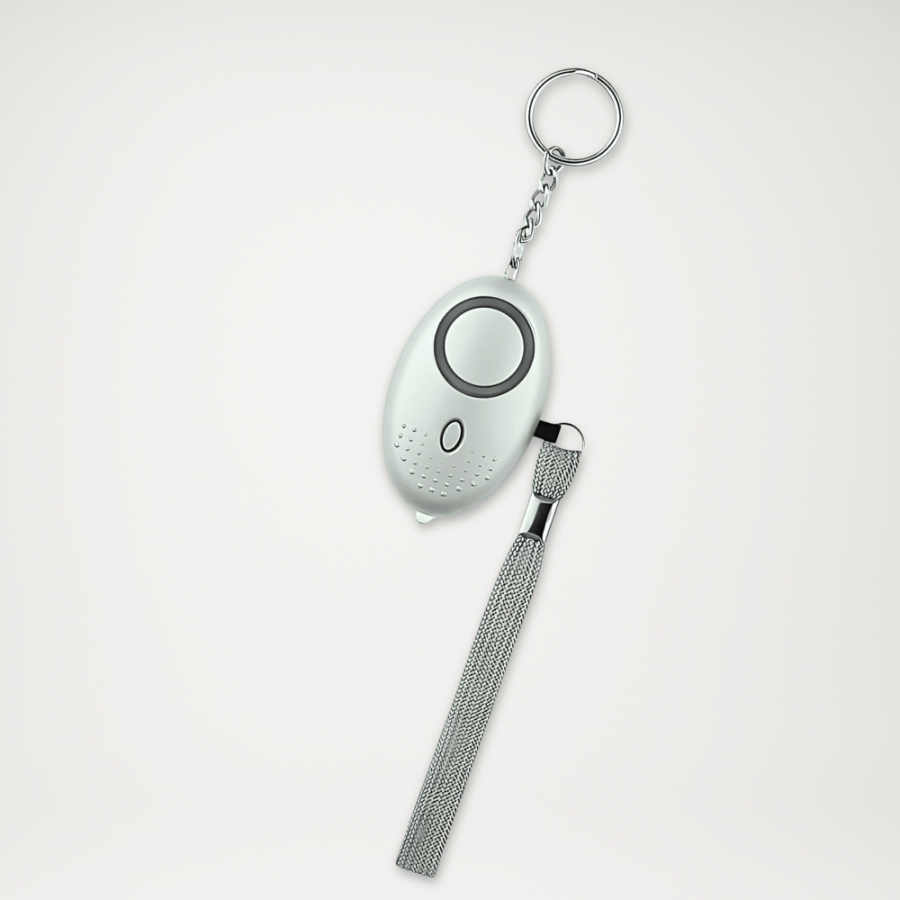 Alarm bezpieczeństwa z latarką srebrny