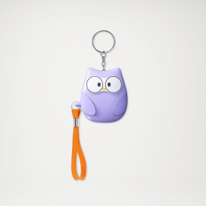 Alarm bezpieczeństwa z latarką w kształcie sowy fioletowy